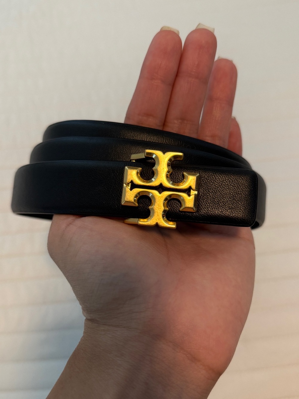 Tory Burch Eleanor Black Leather Belt